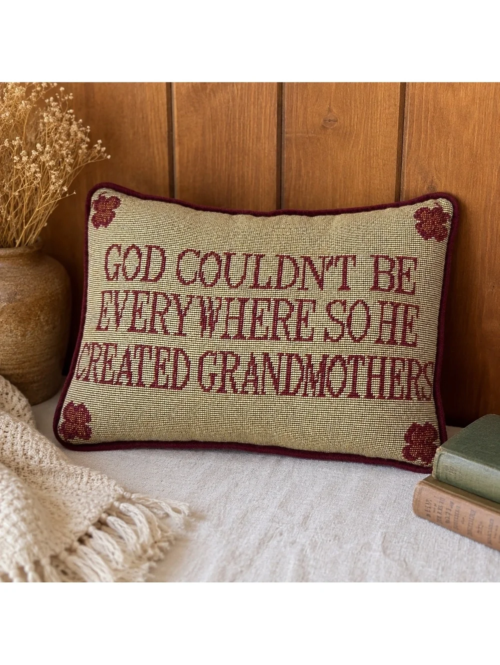 Grandmother Tapestry Accent Pillow God Couldn’t Be Everywhere Grandma Gift 12x7